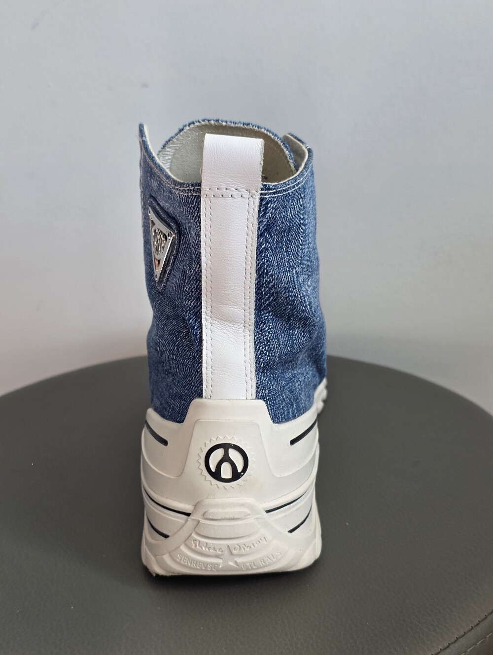 Wishbone Denim Platform High Top Sneakers Chunky Lug Sole Blue Jean Lace Up 10 - Picture 4 of 11